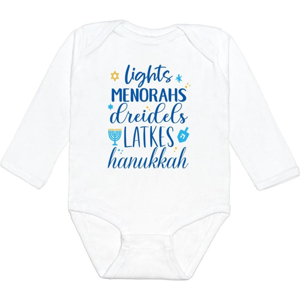 Sweet Wink Hanukkah Fun Long Sleeve Bodysuit In White