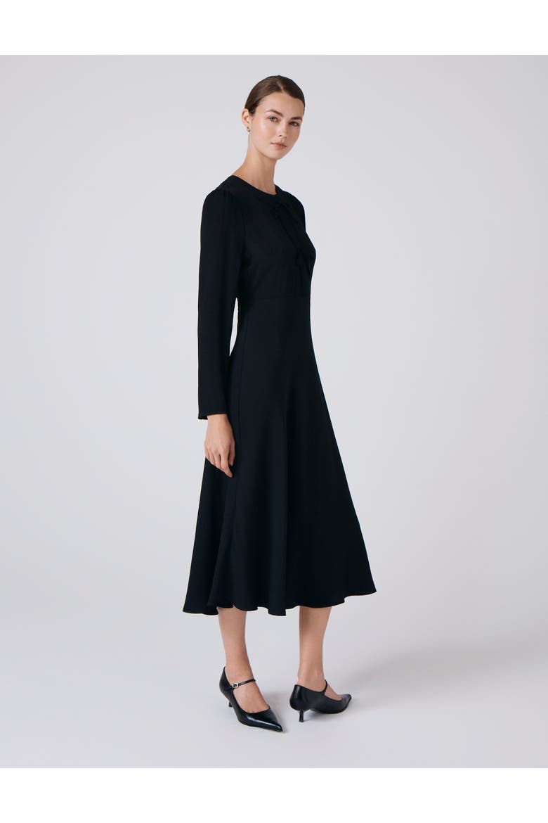 Cora Crepe Tie Front Midi Dress, Main, color, Black