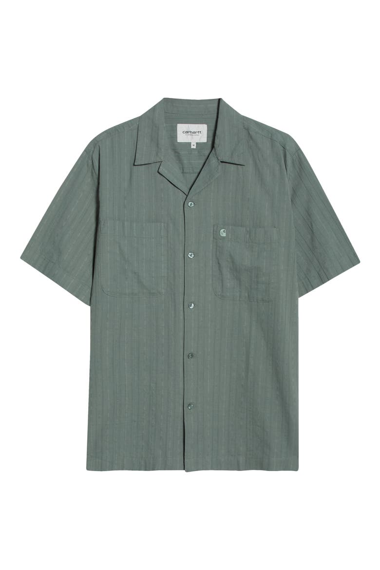 Gareth Cotton Seersucker Camp Shirt, Alternate, color, VELVET GREEN