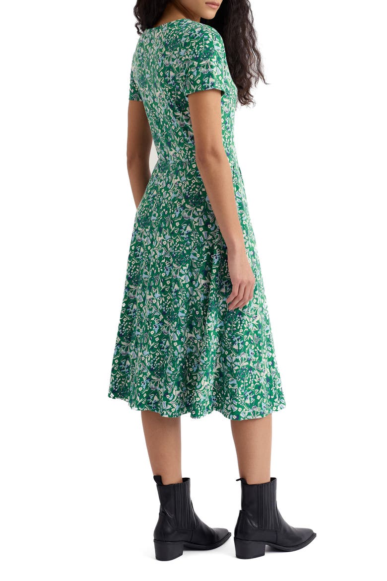 April Floral Stretch Organic Cotton Midi Dress, Alternate, color, WOODLAND FLORAL DARK STEM