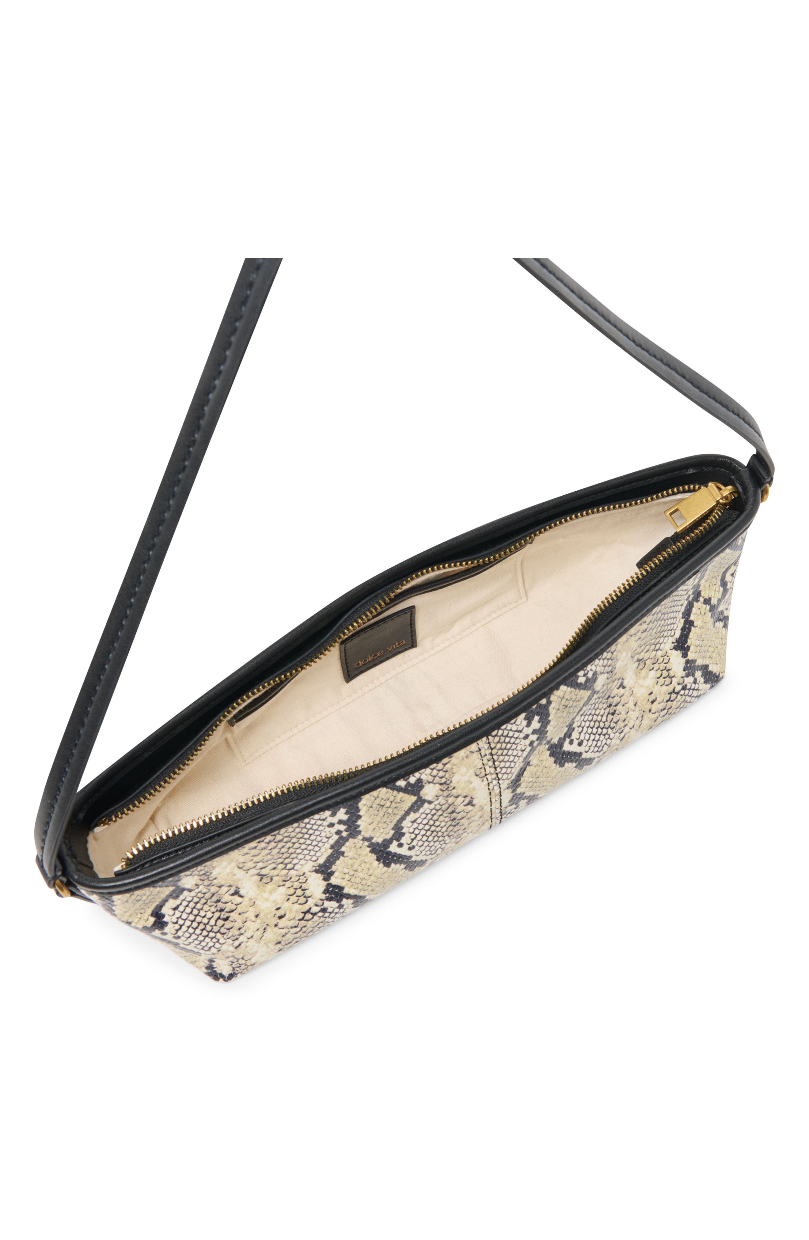Dolce Vita Savii Snakeskin Embossed Faux Leather Shoulder Bag, Alternate, color, Black/ White