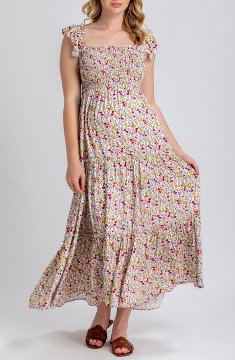 Chloe Floral Tiered Maternity Maxi Dress