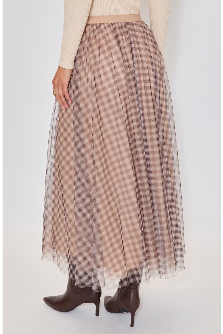 Maple Hill Gingham Maxi Skirt, Alternate, color, TAUPE