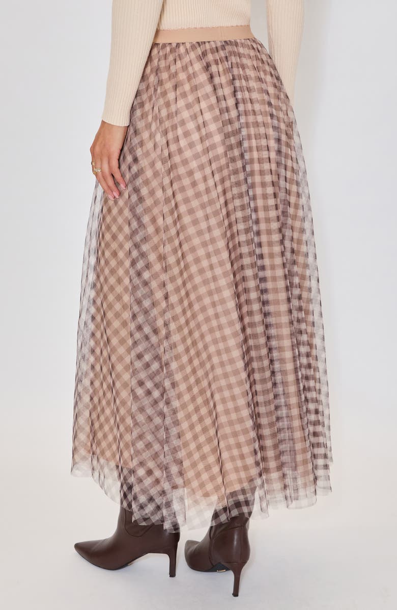 VICI Collection Maple Hill Gingham Maxi Skirt, Alternate, color, Taupe