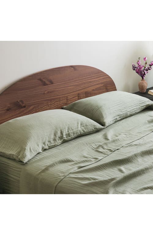 Crane Air Zen Crinkled Cotton Gauze Set Of 2 Pillowcases In Green