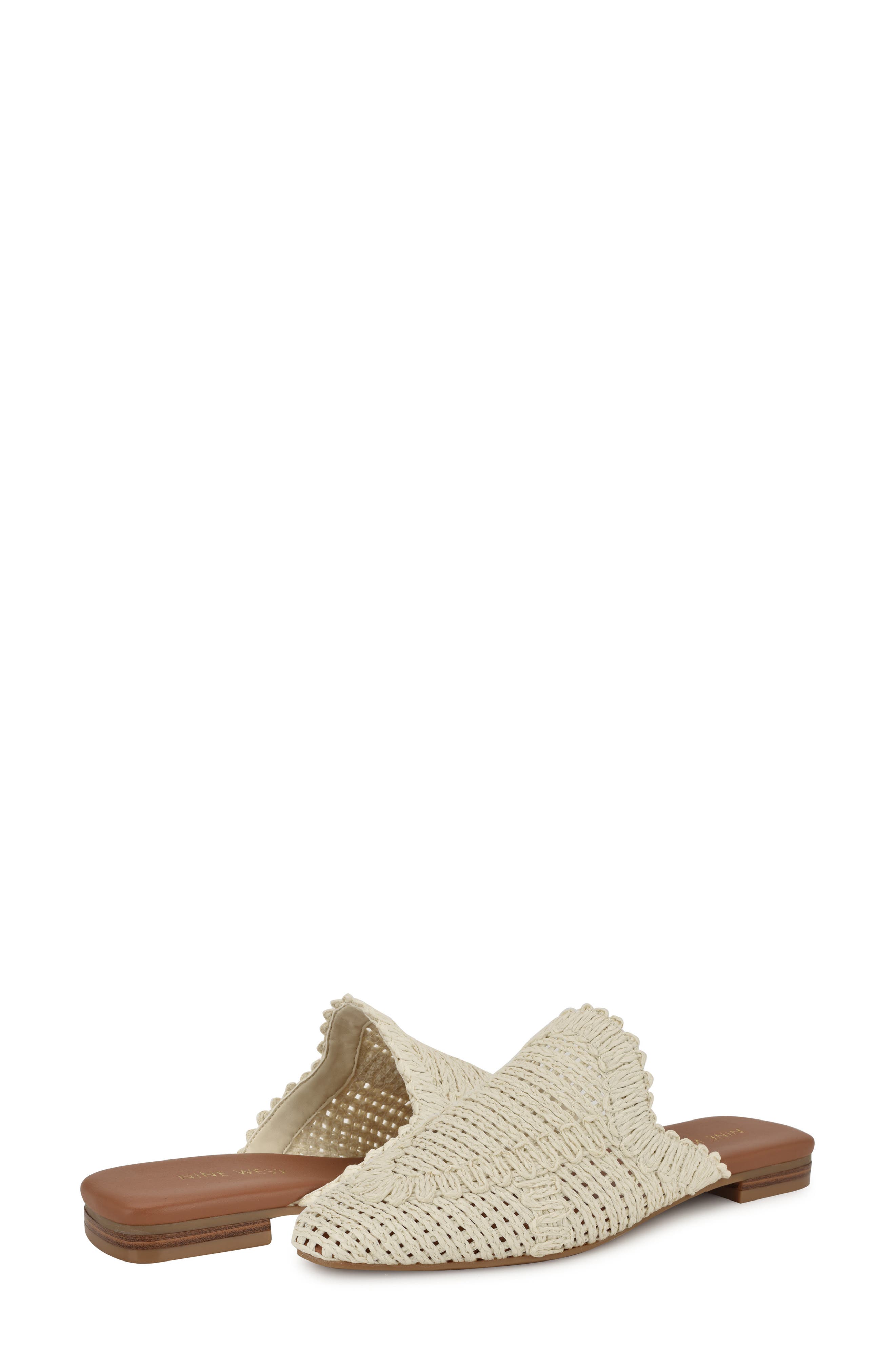 Nine West Canoli Raffia Mule, Alternate, color, Chic Cream