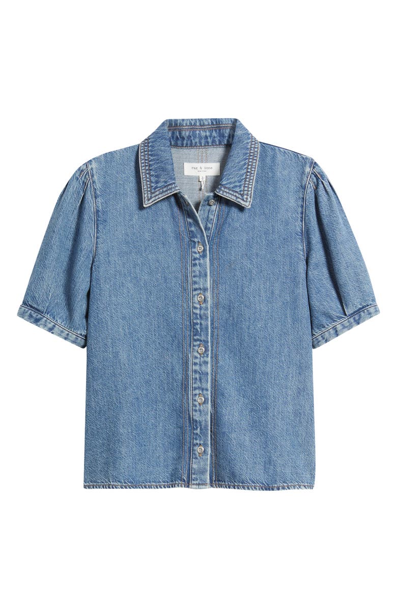 rag & bone Featherweight Taylor Short Sleeve Denim Button-Up Shirt, Main, color, Lyon