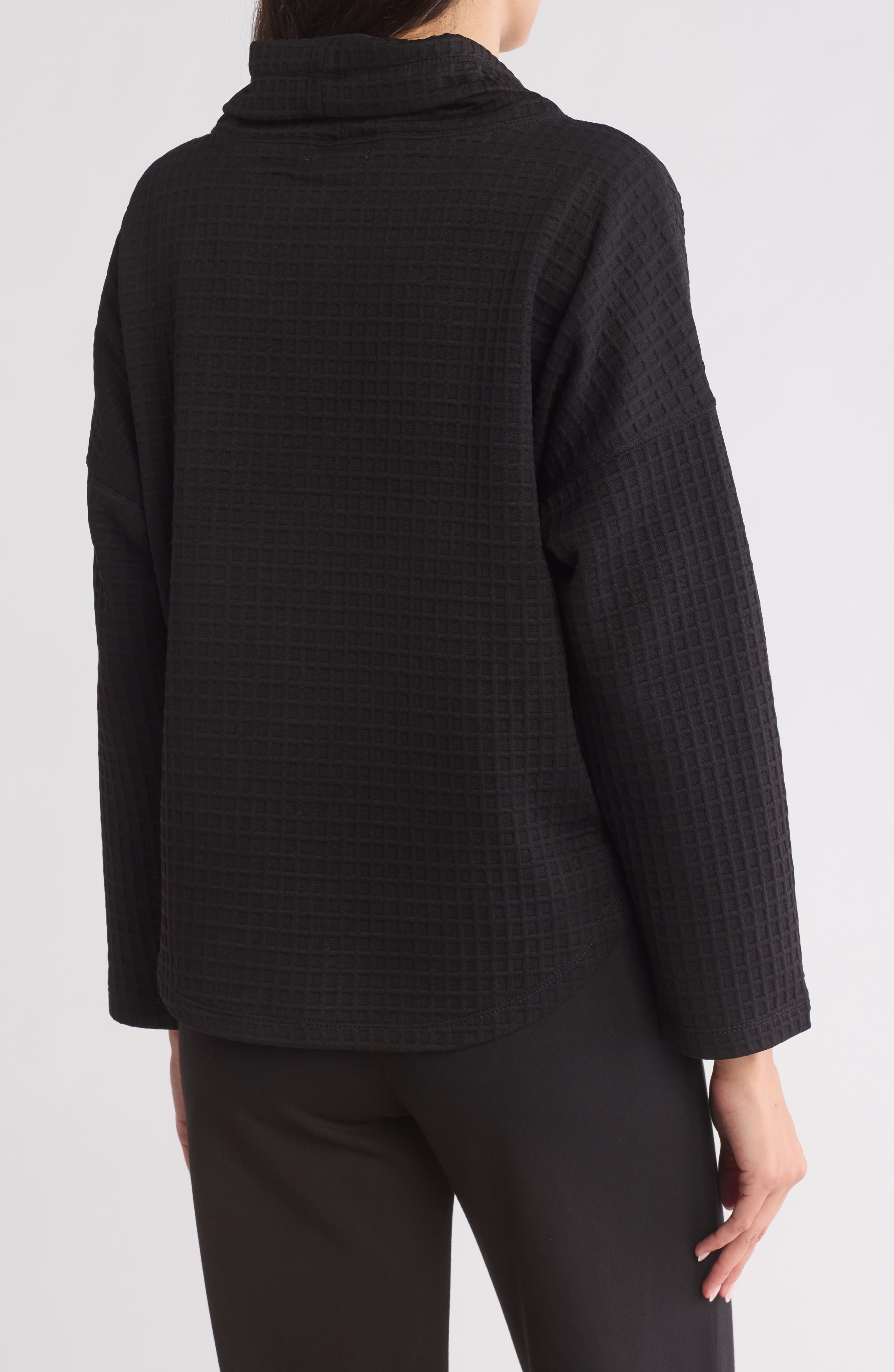 Funnel Neck Waffle Knit Pullover - image 2