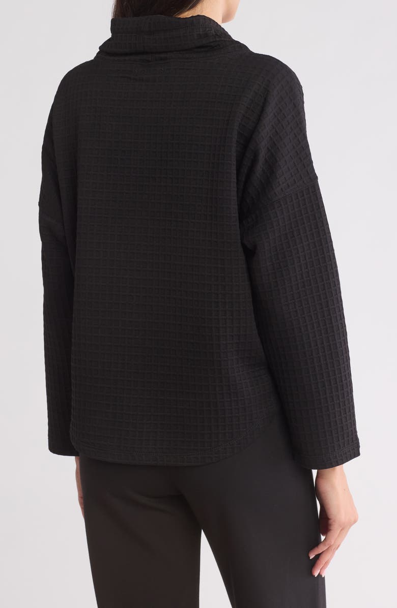 MAX STUDIO Funnel Neck Waffle Knit Pullover, Alternate, color, Black