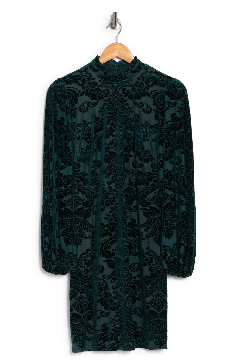 Vince Camuto Velvet Burnout Long Sleeve Dress, Alternate, color, 