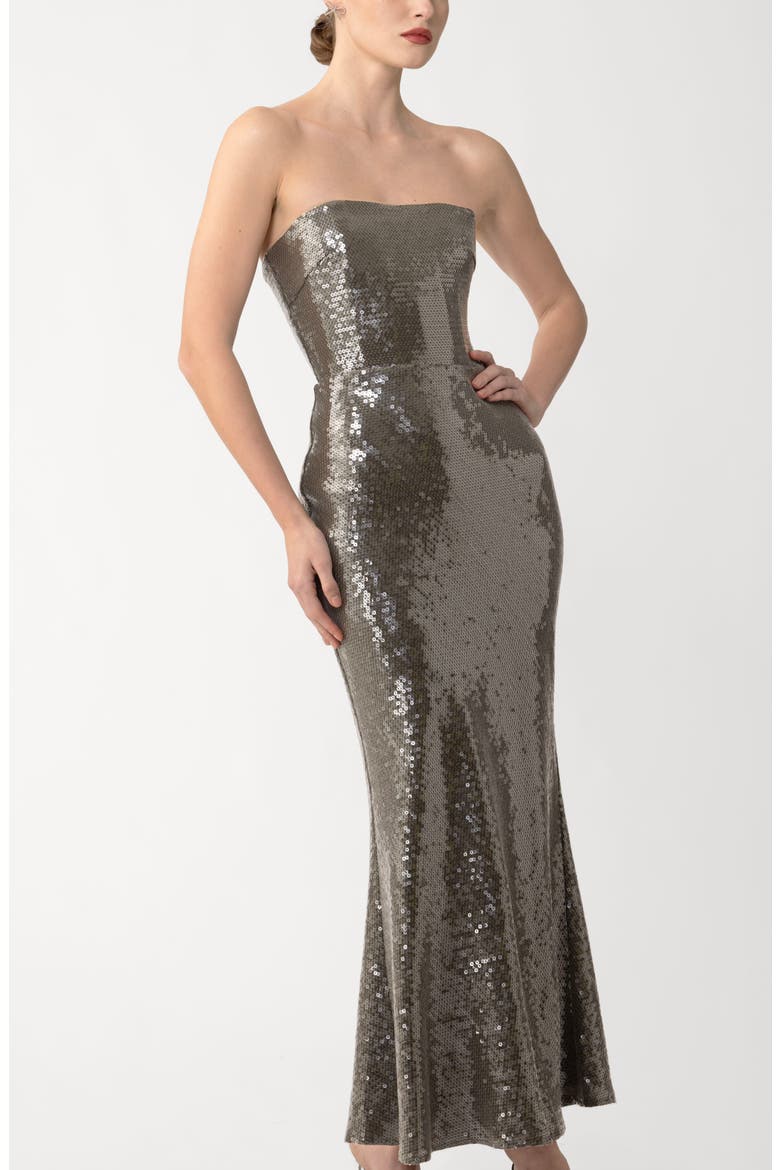 Ciara Sequin Strapless Mermaid Gown, Alternate, color, SMOKEY OLIVE