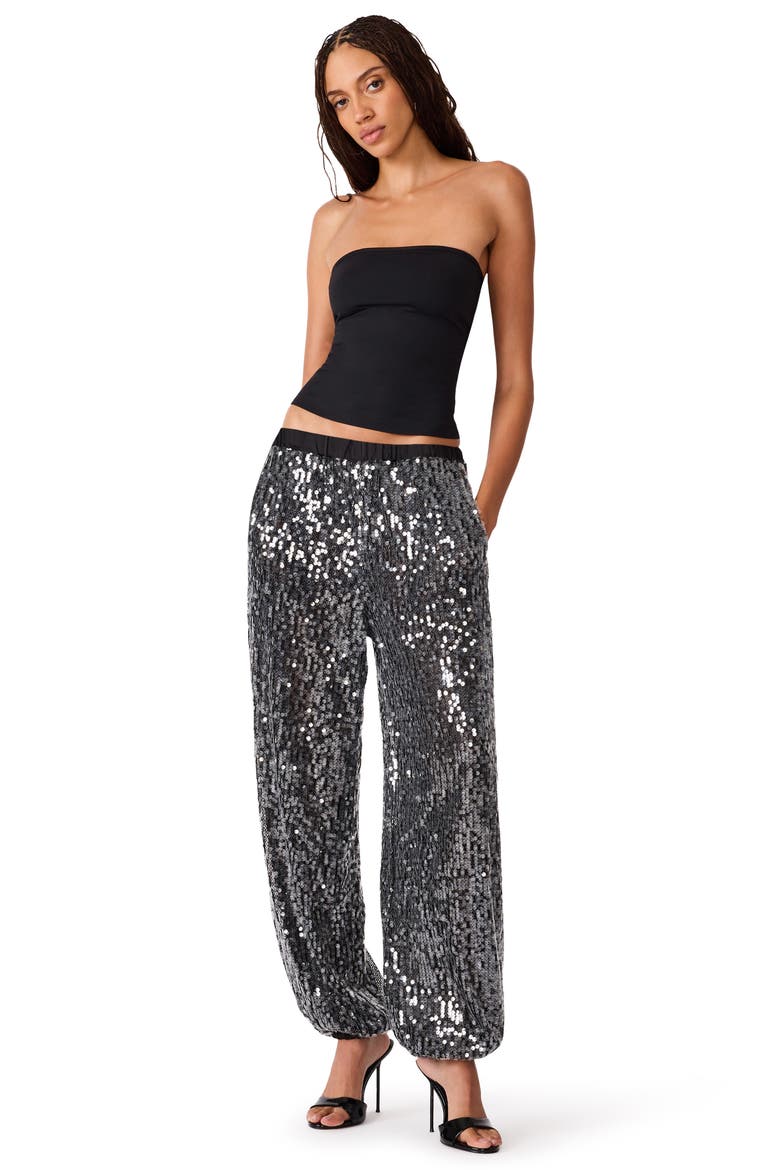 Tiffanee Sequined Jogger Pants, Alternate, color, BLACK SEQUIN