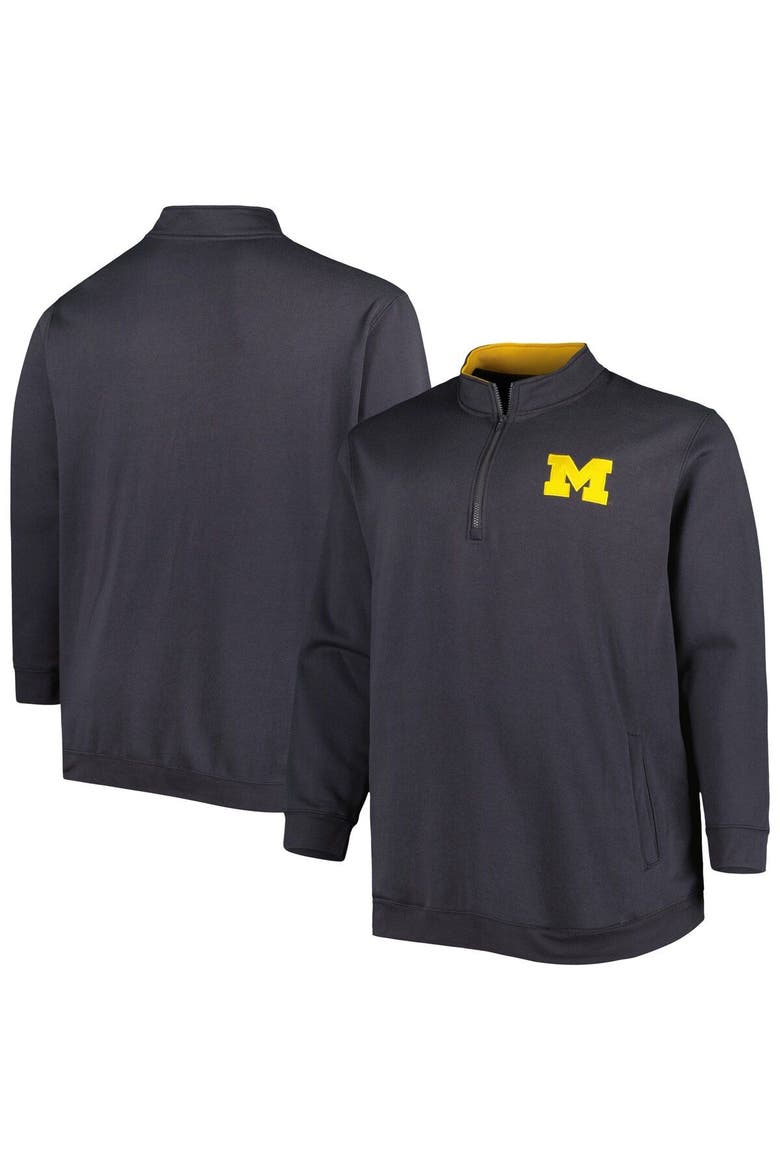 Men's Colosseum Charcoal Michigan Wolverines Big & Tall Tortugas Logo Quarter-Zip Sweatshirt, Main, color, Charcoal