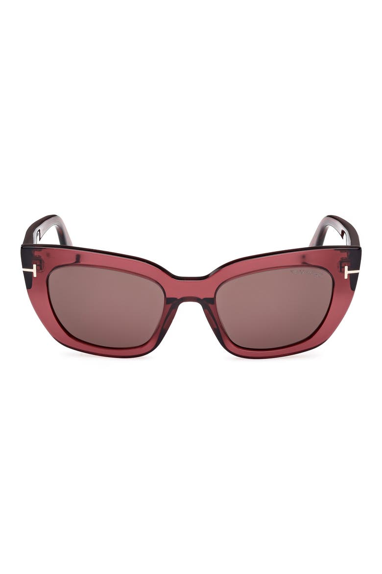 Athena 53mm Cat Eye Sunglasses, Main, color, TRANSPARENT WINE / T LOGO