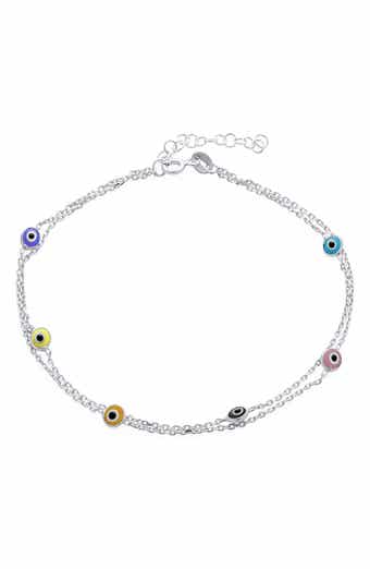 BLING JEWELRY Sterling Silver Evil Eye Glass Anklet