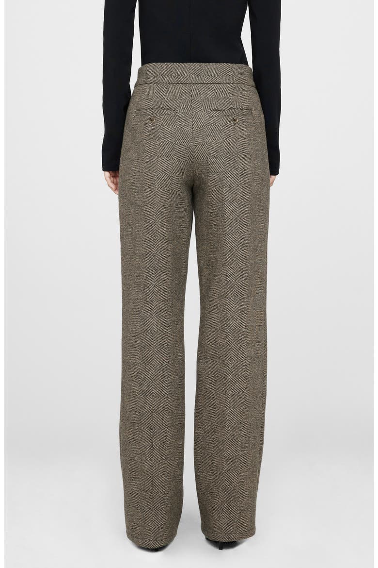 Brice Herringbone Wool Blend Trousers, Alternate, color, BLACK AND TAN HERRINGBONE