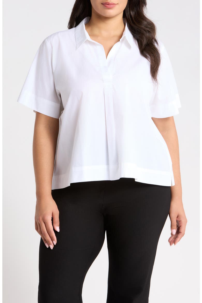 Pleated Poplin Shirt, Main, color, WHITE