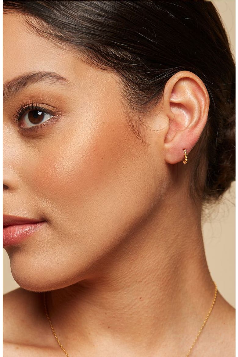 Simple Treasure Dot Hoop Gold Earrings, Alternate, color, Gold