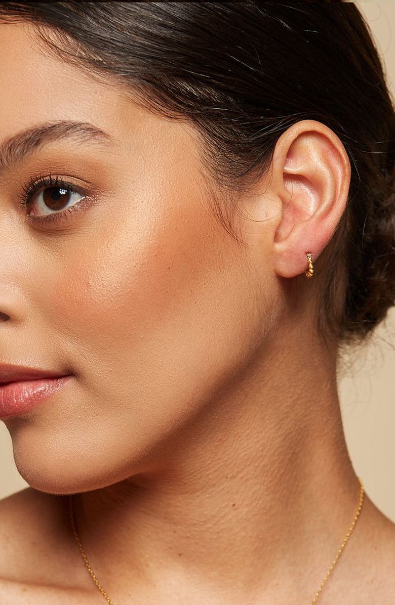 Satya Jewelry Simple Treasure Dot Hoop Gold Earrings, Alternate, color, Gold