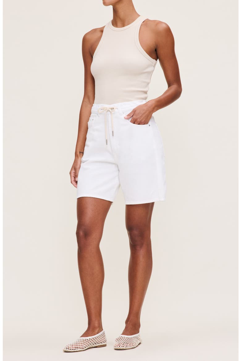 Taylor Drawstring High Waist Denim Shorts, Alternate, color, WHITE DRAWCORD