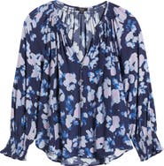 Rails Mariah Floral Smocked Button-Up Peasant Top