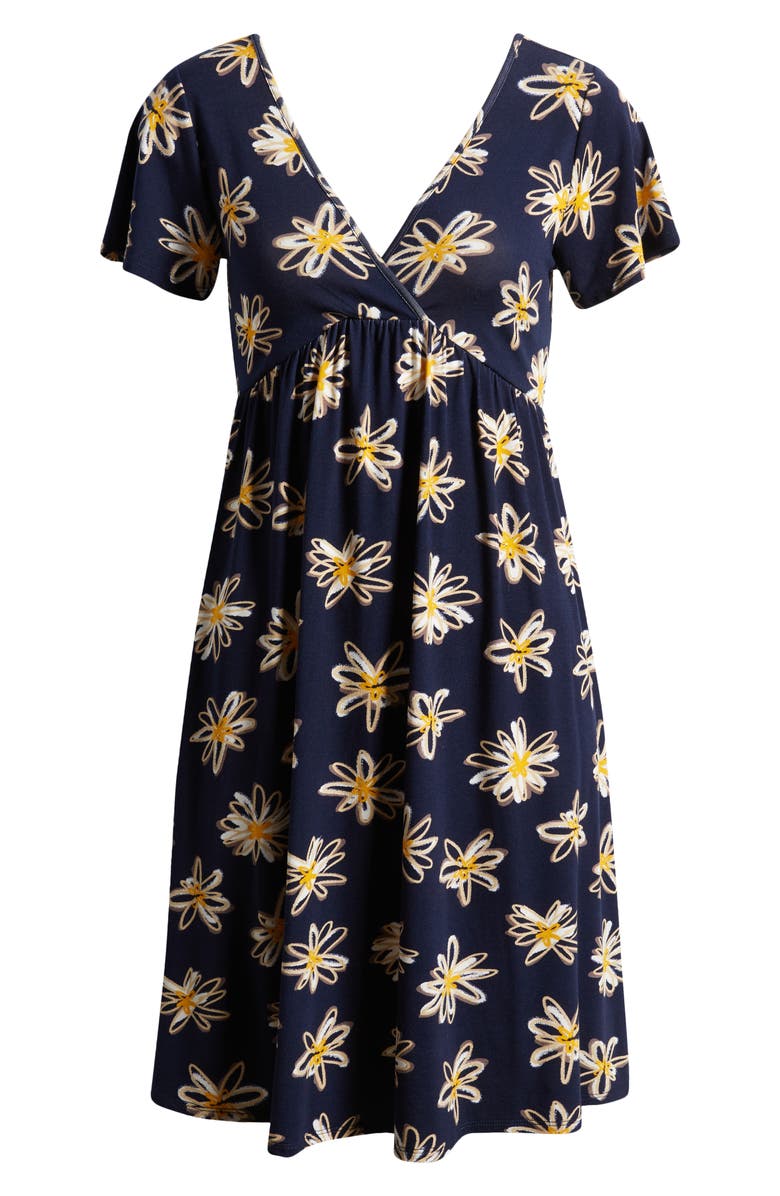 Loveappella Floral Tie Back Surplice V-Neck Knit Minidress, Alternate, color, Navy/ Ivory