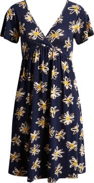 Loveappella Floral Tie Back Surplice V-Neck Knit Minidress
