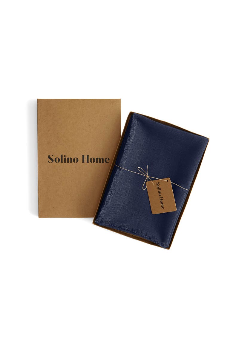 Linen Dinner Napkins Set of 4, 20 x 20" - Fringe, Alternate, color, Navy