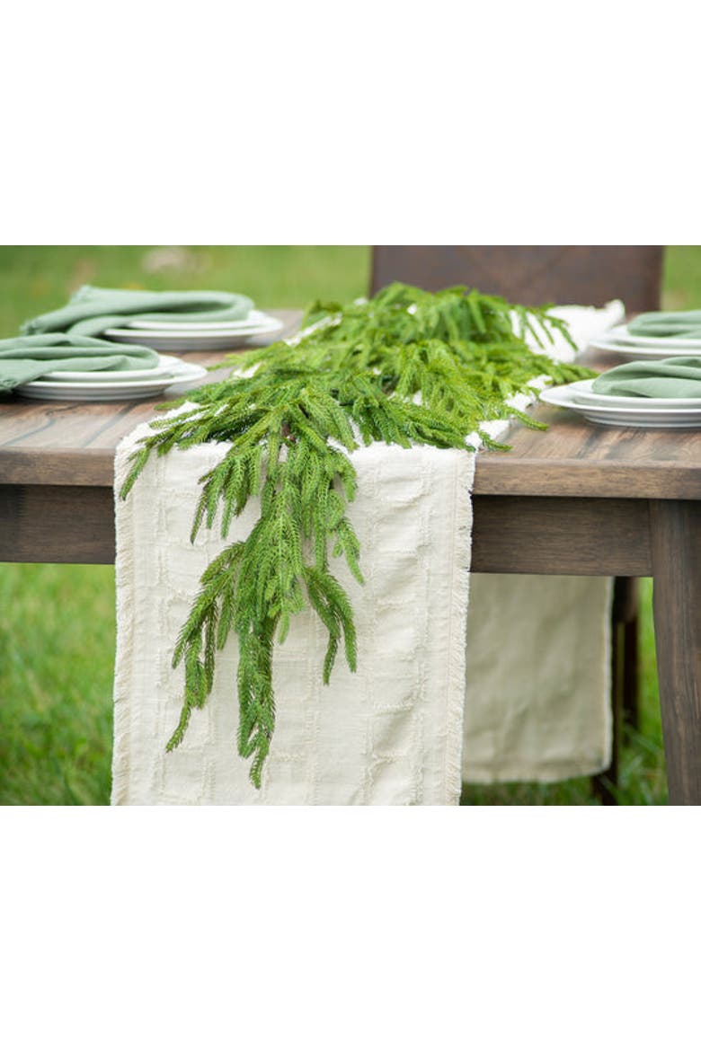 Real Touch Norfolk Pine Christmas Holiday Front Door Garland Table Runner, Alternate, color, Green 15ft
