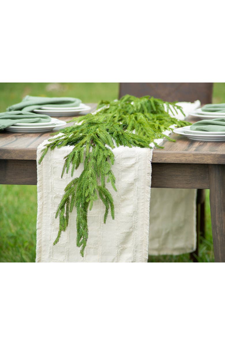 Darby Creek Trading Real Touch Norfolk Pine Christmas Holiday Front Door Garland Table Runner, Alternate, color, Green 5Ft