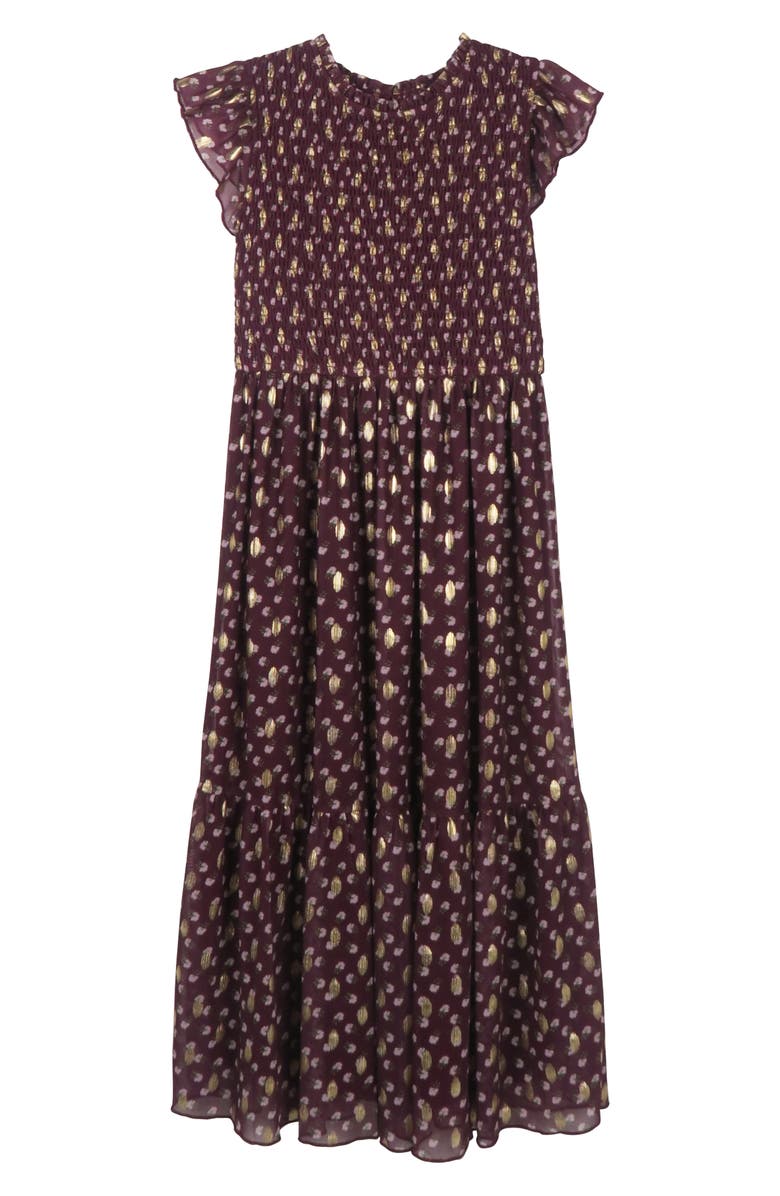 Zunie Kids' Ruffle Sleeve Smocked Maxi Dress, Main, color, 