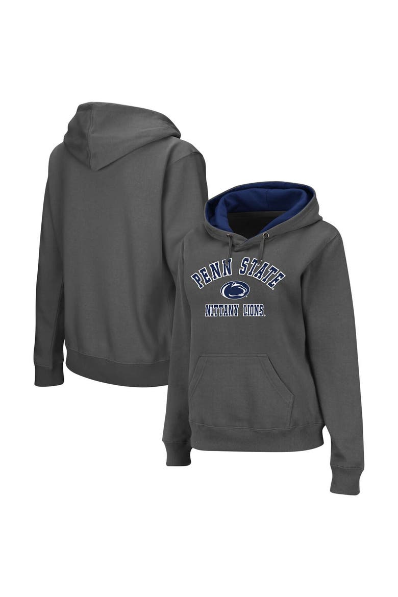 Women's Charcoal Penn State Nittany Lions Arch & Logo 2 Pullover Hoodie, Main, color, Charcoal
