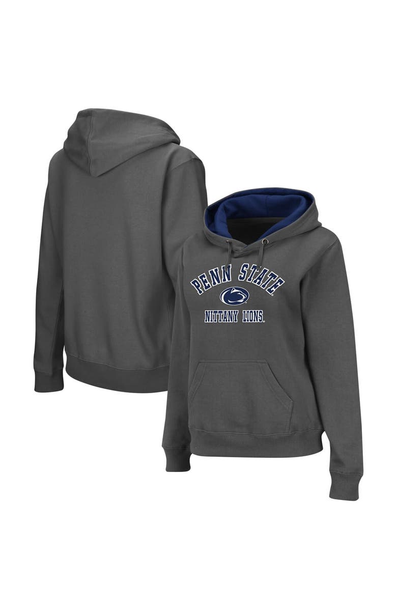 STADIUM ATHLETIC Women's Charcoal Penn State Nittany Lions Arch & Logo 2 Pullover Hoodie, Main, color,