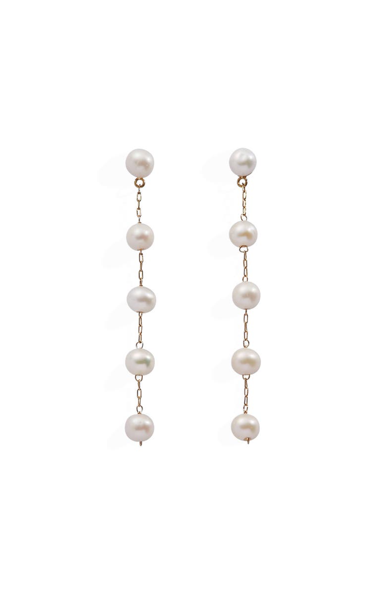 Alex and Ani Freshwater Pearl Linear Earrings, Main, color, Pearl