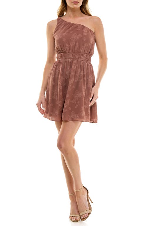 Socialite Asummetric One-shoulder Chiffon Minidress In Mocha