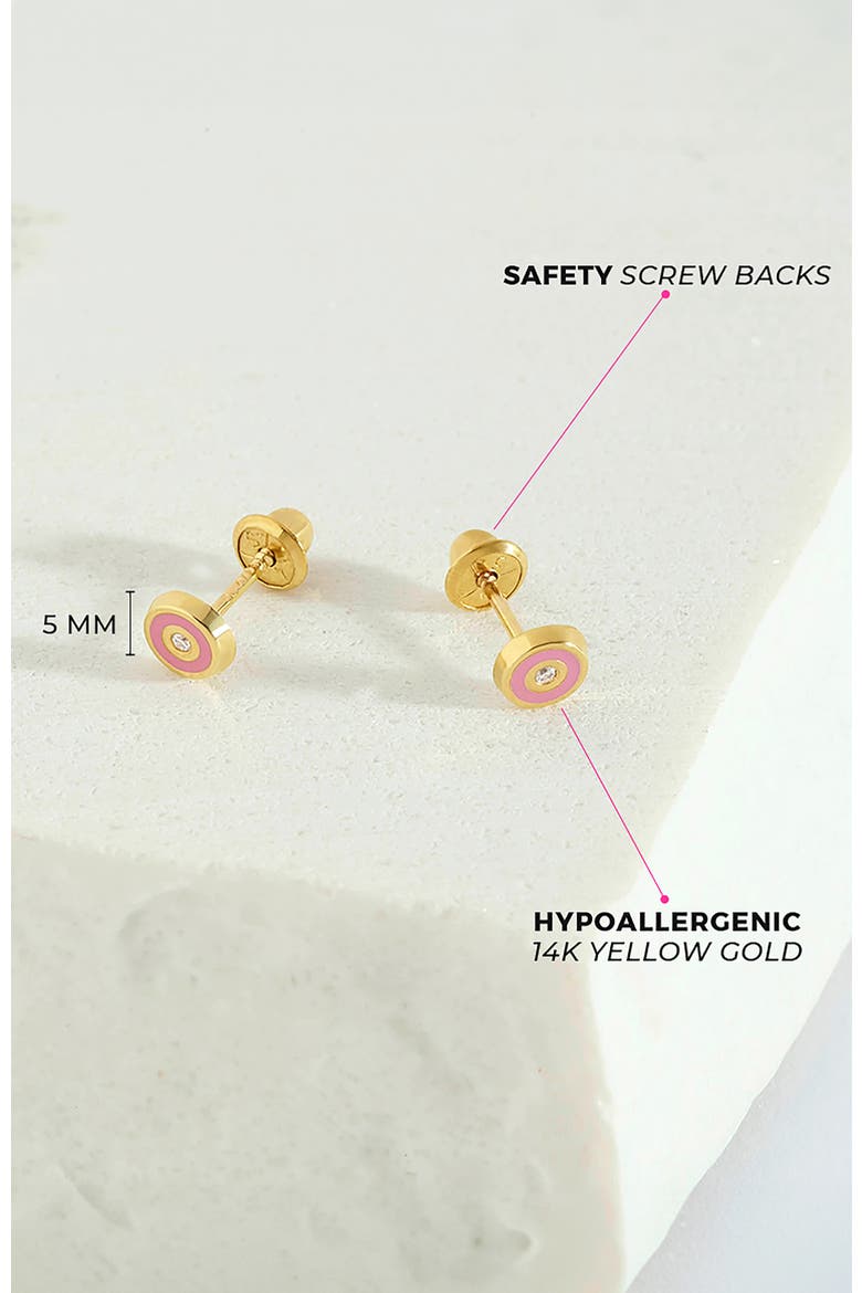 14k Pink Donut Earrings, Alternate, color, Pink