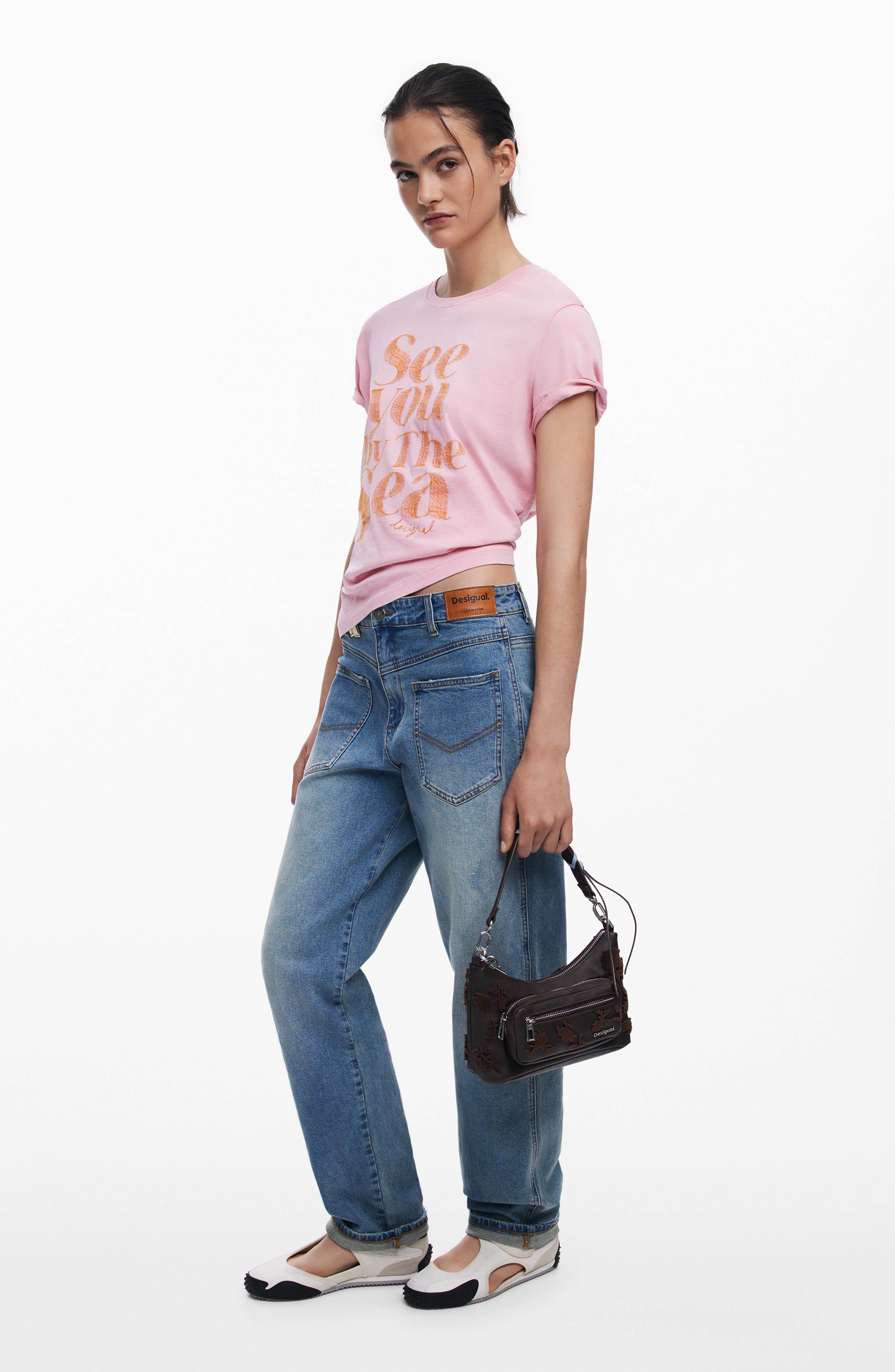 Desigual Faux Leather Shoulder Bag, Alternate, color, Dark Brown