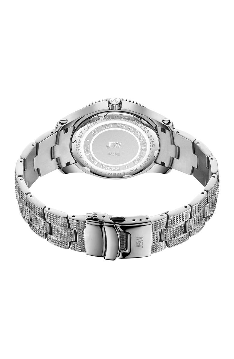 JBW Jet Setter Diamond Bracelet Watch, 46mm, Alternate, color, Silver