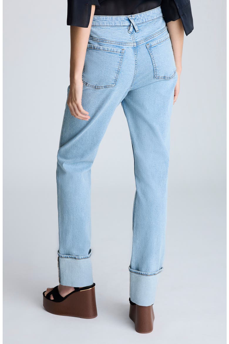 High Waist Cuffed Straight Leg Jeans, Alternate, color, NU WASH