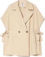 Marina Rinaldi Dente Double Breasted Stretch Cotton Gabardine Cape Jacket