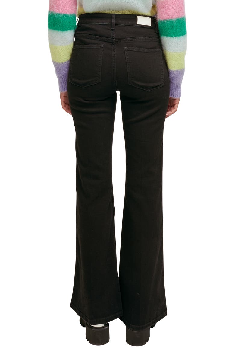 maje Pramo Buckle Detail Flare Leg Jeans, Alternate, color, Black