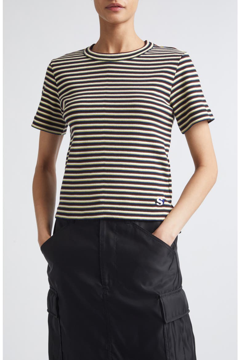 Stripe Rib Cotton T-Shirt, Main, color, YELLOW