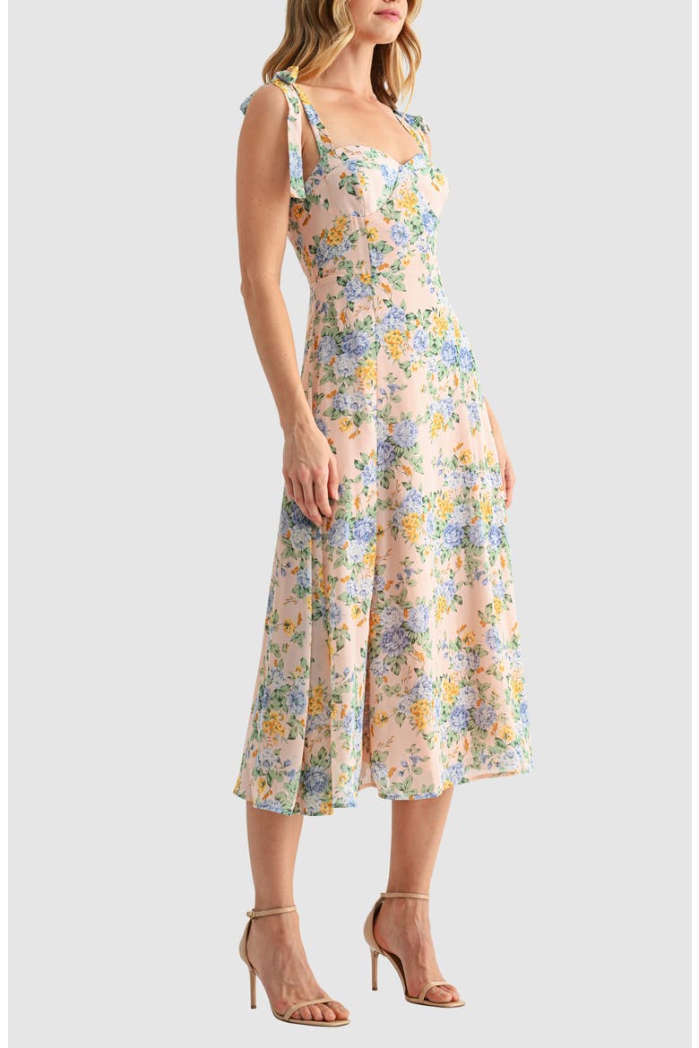 Tie Strap Midi Dress, Alternate, color, LIGHT PINK MULTI