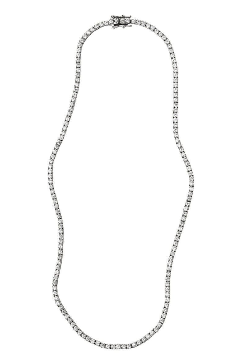 CZ Prong-Set Tennis Necklace, Main, color, Silver