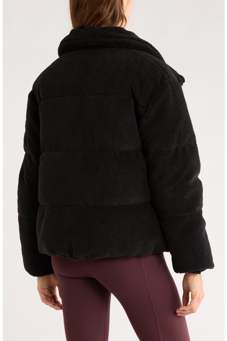 Faux Shearling Puffer Jacket, Alternate, color, BLACK