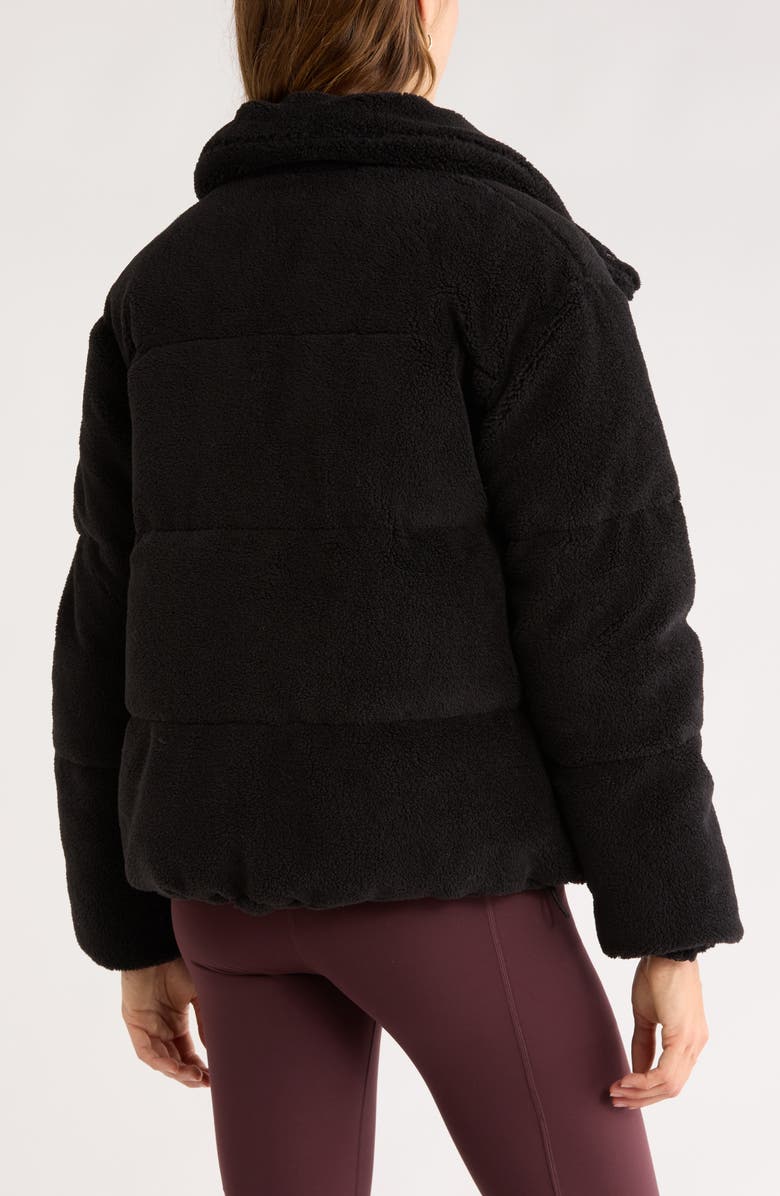 Zella Faux Shearling Puffer Jacket, Alternate, color, Black