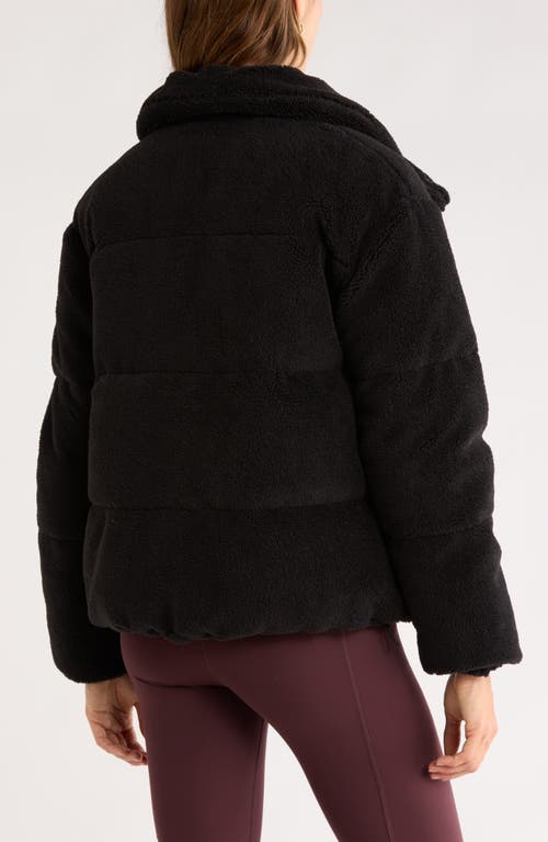 Zella Faux Shearling Puffer Jacket In Black