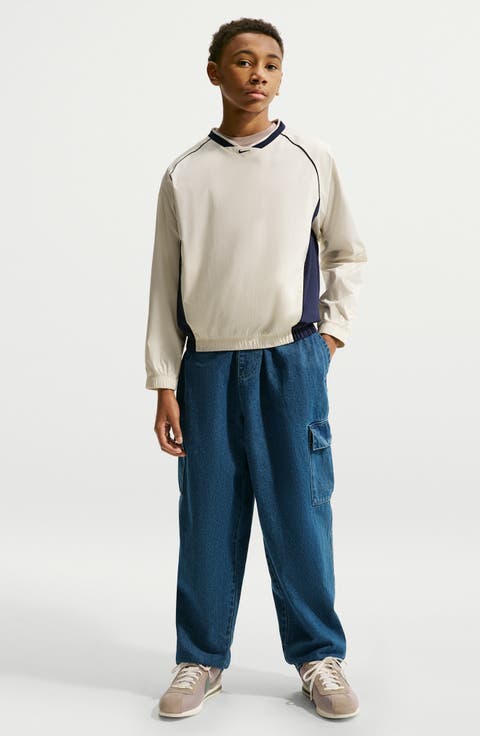 Kids' Woven Long Sleeve V-Neck T-Shirt (Little Kid & Big Kid)