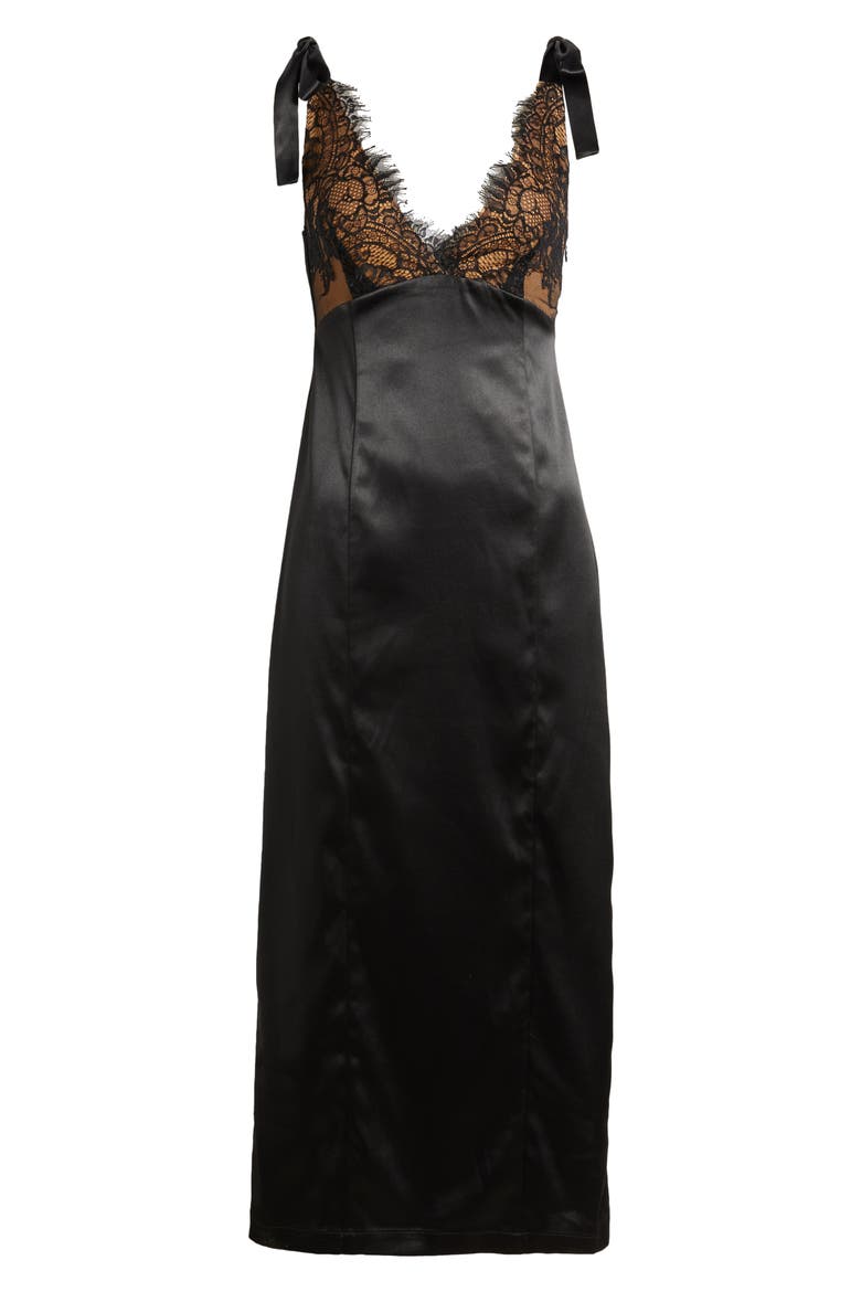 Almera Lace & Satin Cocktail Dress, Alternate, color, BLACK