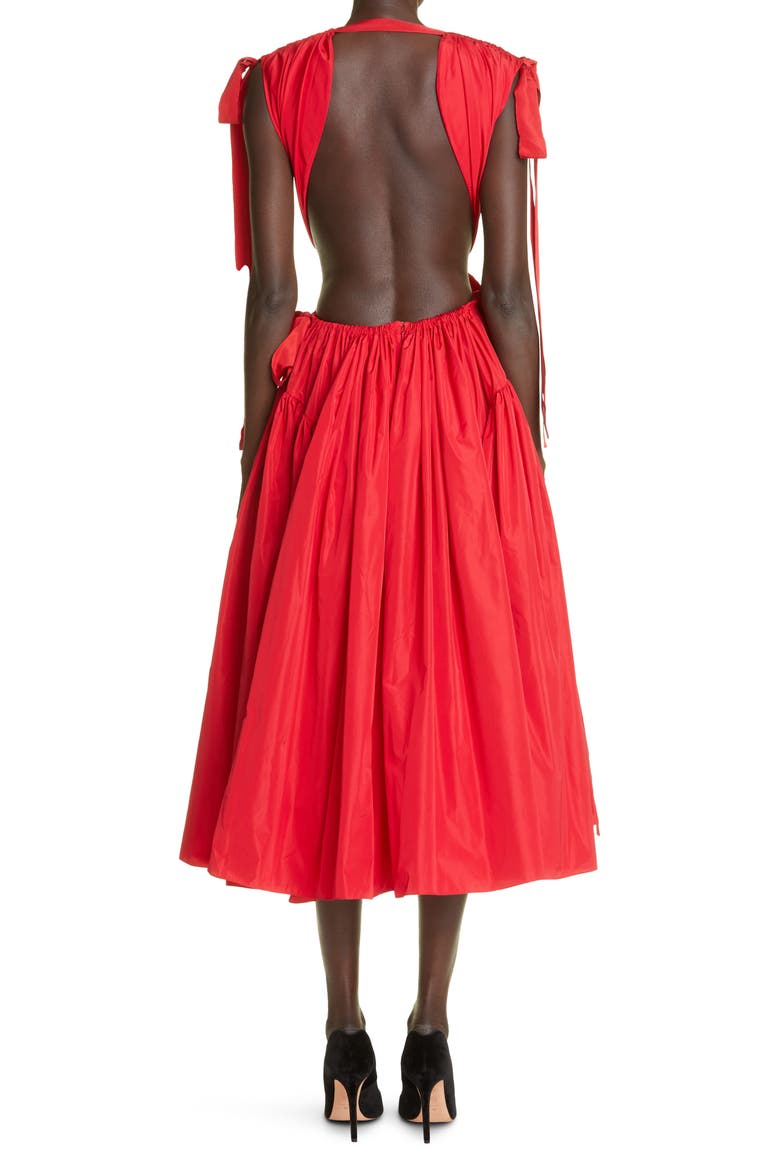 Alexander McQueen Taffeta Fit & Flare Dress, Alternate, color, RED